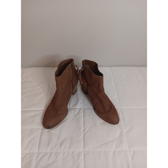 DOLCE VITA Womens Brown Chain Fringed Juneau Toe Block Heel Leather Booties 9.5 - Picture 1 of 8